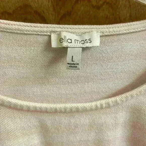 Ella Moss Connie Cloud Pink Stripe Women's Short Balloon Sleeve Shirt Size L - Picture 5 of 9